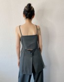 Grey Longline Button Up Top #250343
